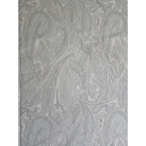 Lauren Ralph Lauren Queen Flat sheet  Gray blue paisley cotton Cottage HOLE - Picture 1 of 6